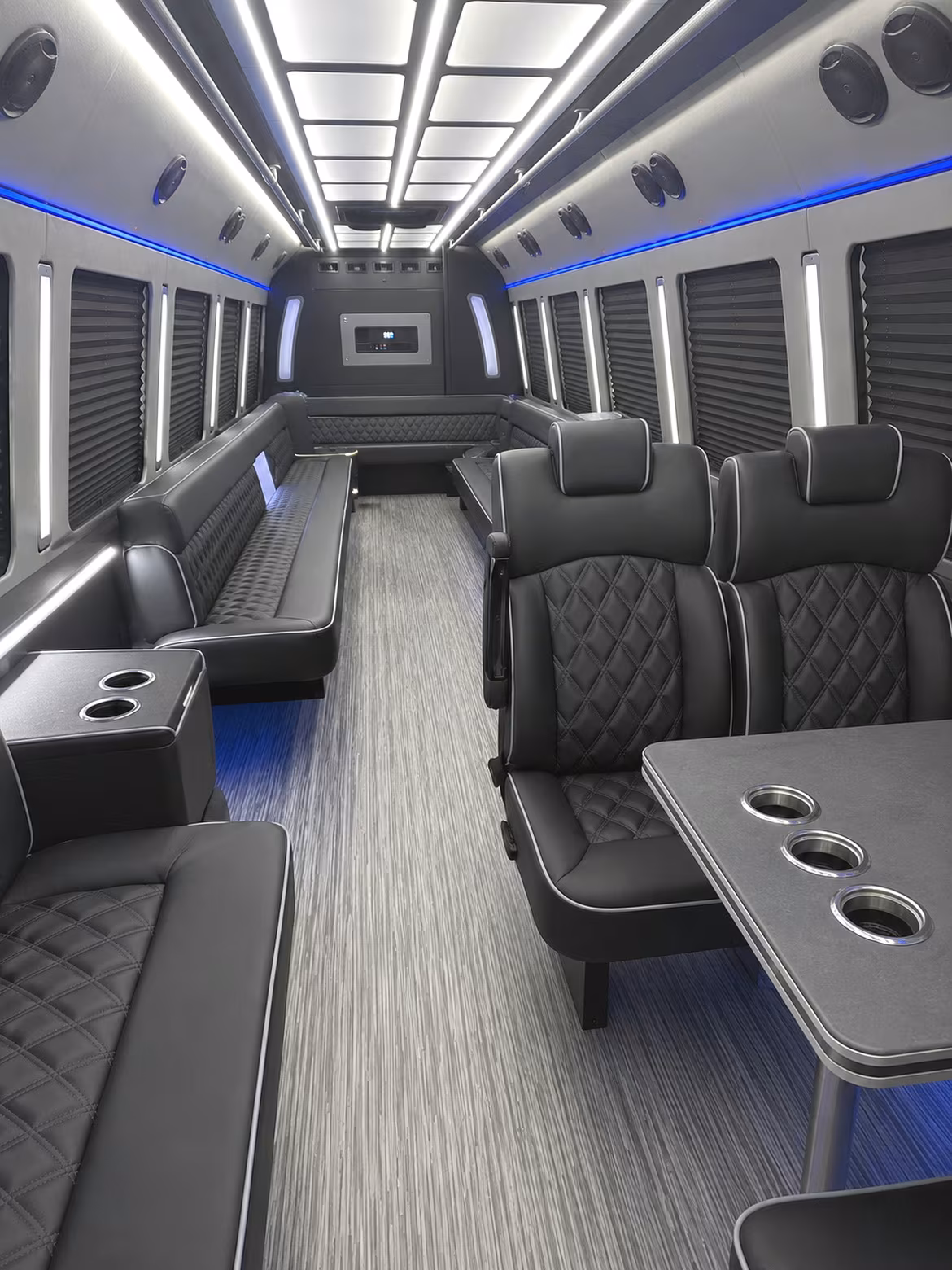 reading 25 passenger party bus inside