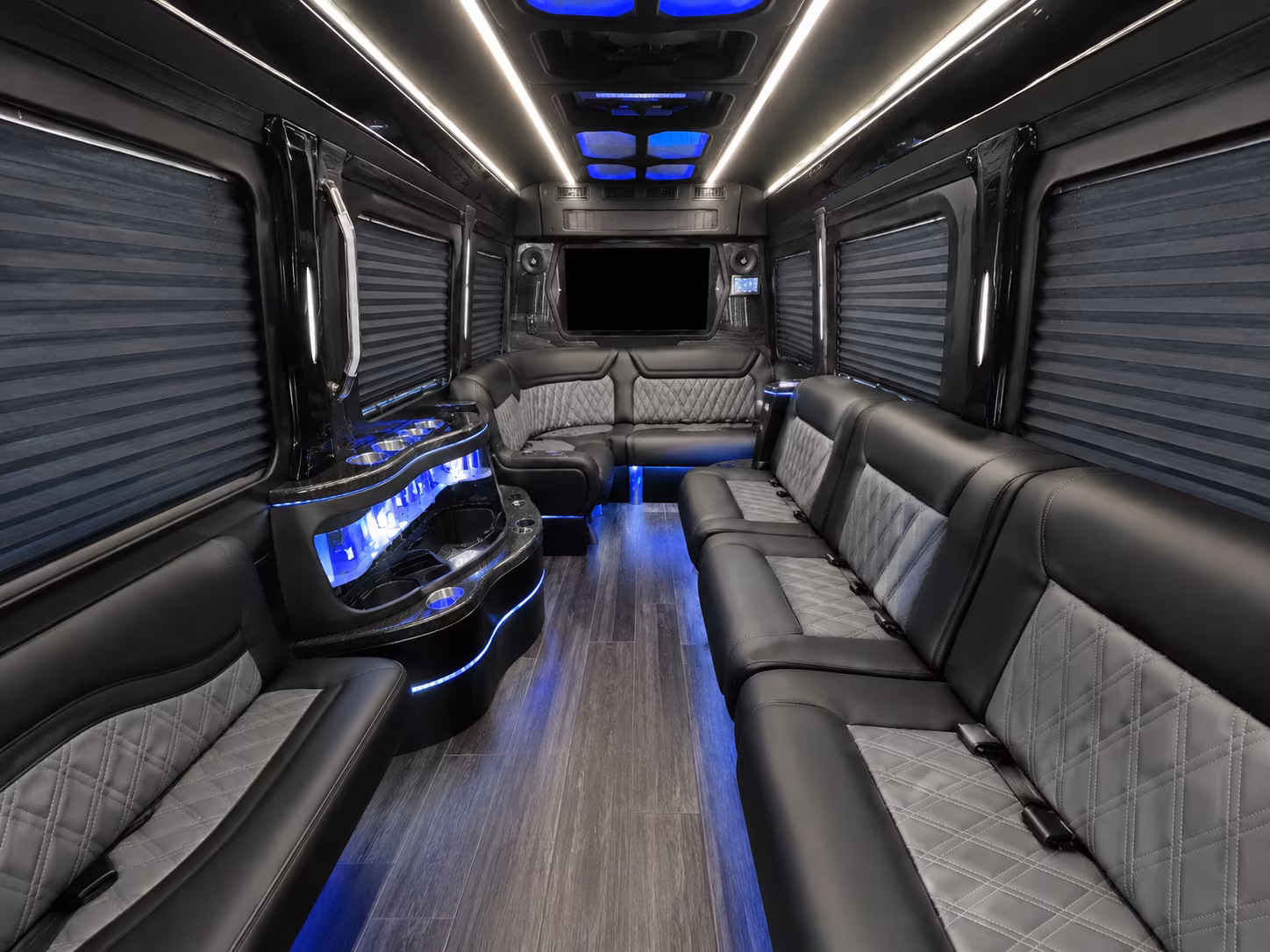 reading 28 passenger party bus interior