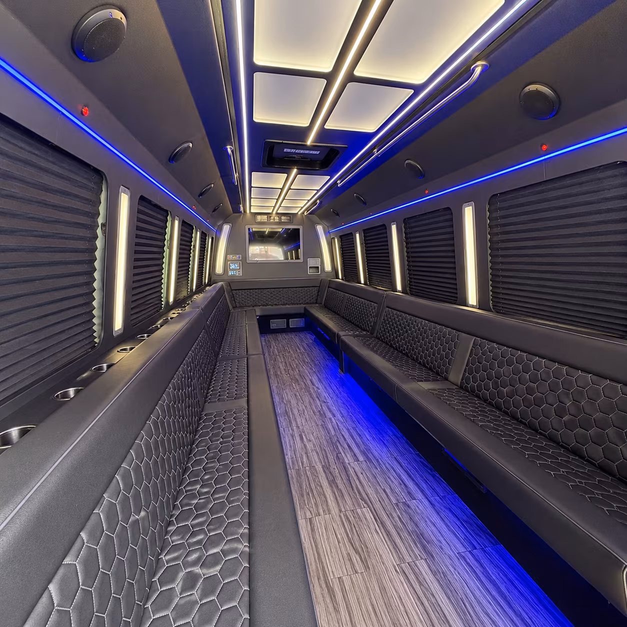 reading 30 passenger party bus interior