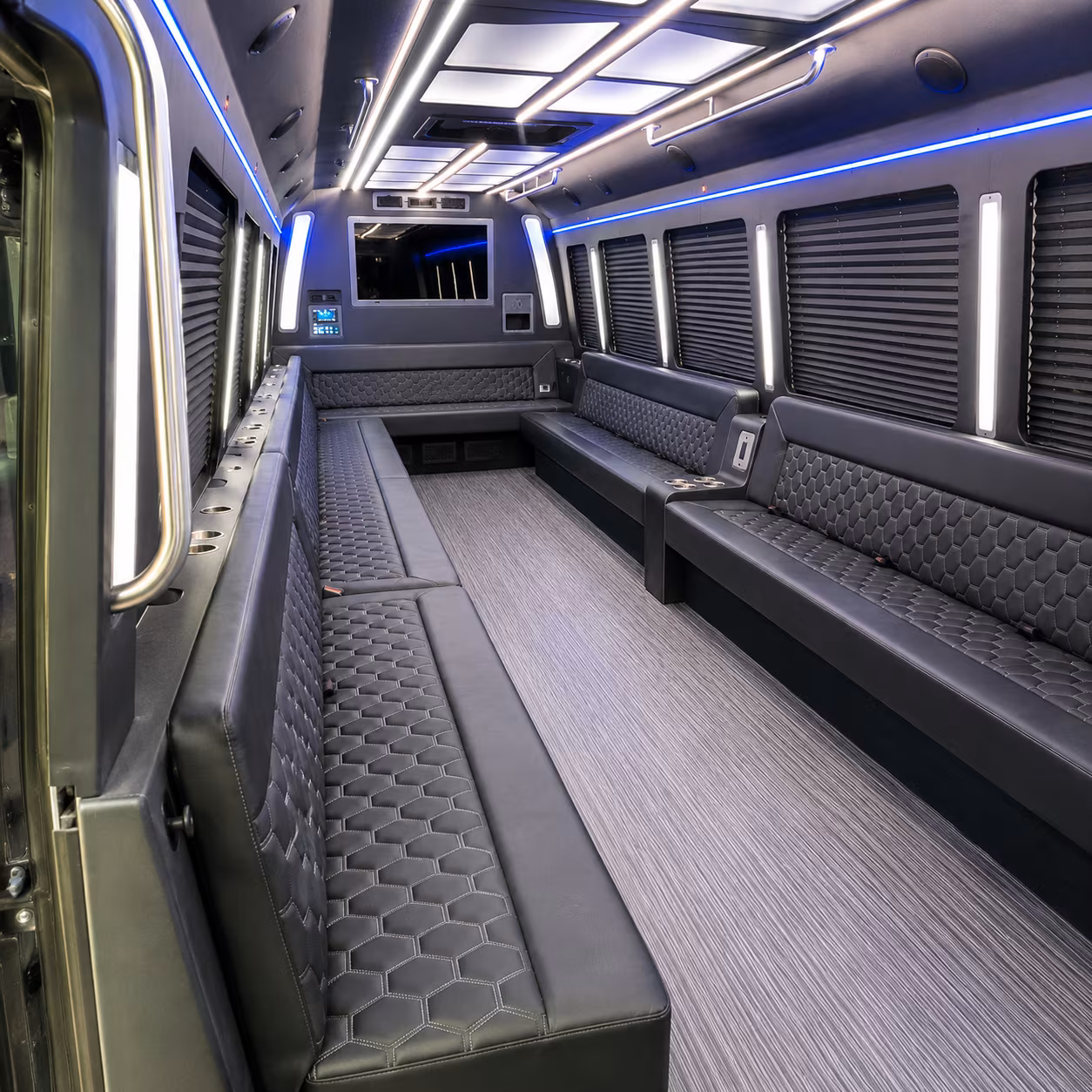 reading 40 passenger party bus interior