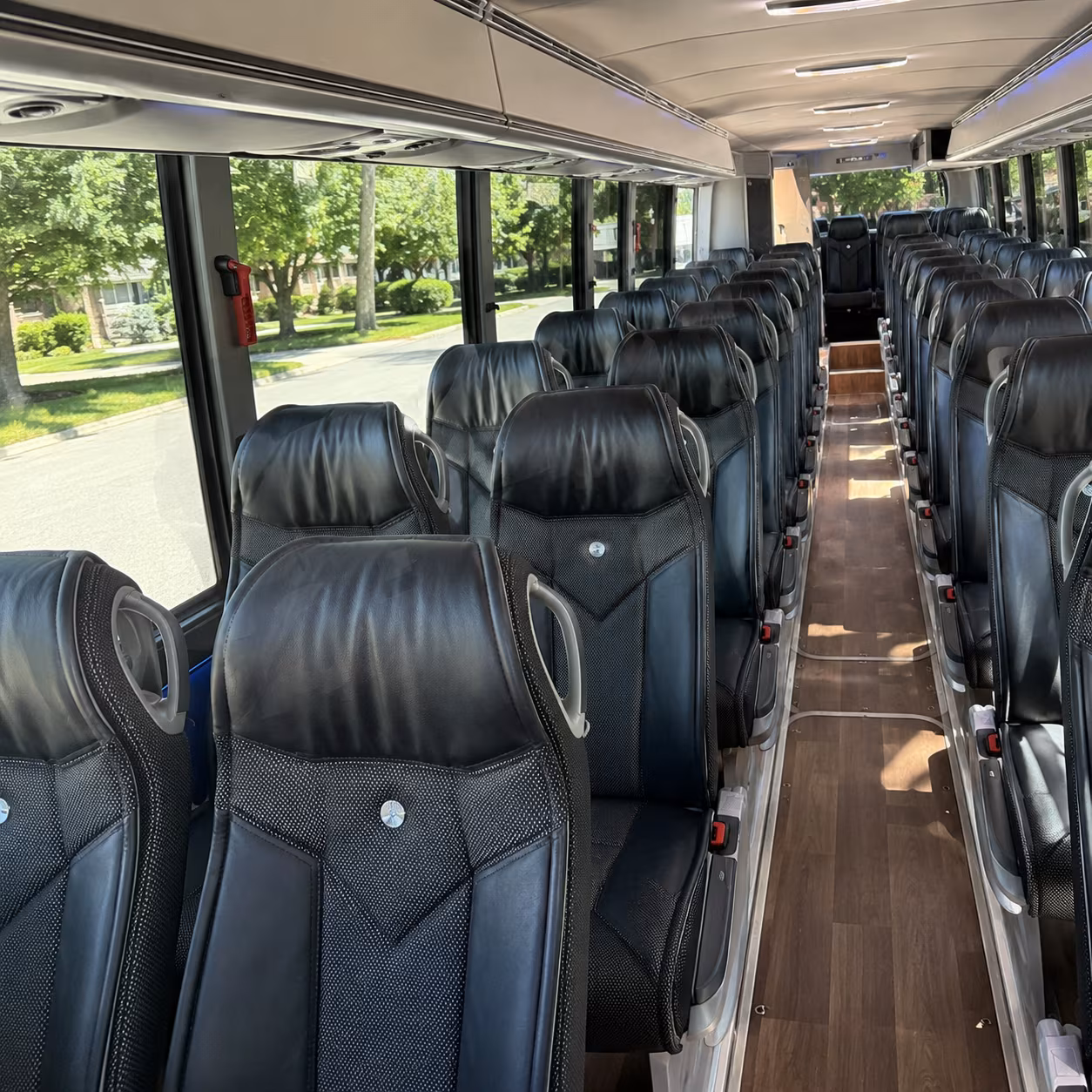 reading 56 passenger charter bus interior